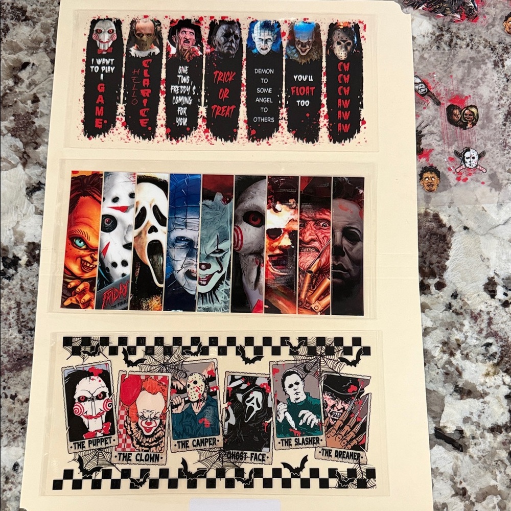 3 DTF WRAPS…. Horror theme